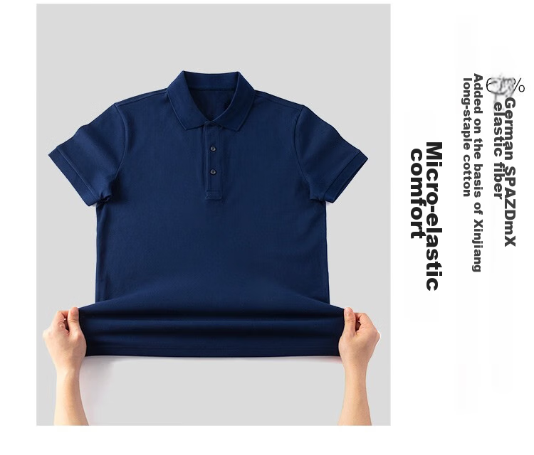 Mr.Bu T-Shirt Spring And Summer Short-Sleeve Polo Shirt, Solid Color Men's Clothing, Middle-Aged Casual Undershirt, Deep Royal Blue, L/175 3