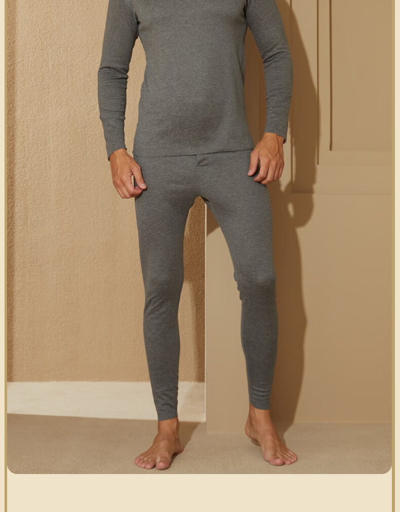 YUZHAOLIN 10A Antibacterial Seamless Thermal Underwear for Men, Containing Wool And Silk, Brushed Fleece, Autumn Top And Bottom Set, Fleece-Lined And Thickened 24