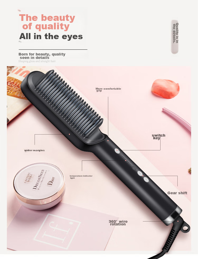 Jindao Hair Straightening Brush with Inner Curling Iron for High Crown Volume, Straightening Iron to Improve Frizz, 30s Quick Heating Constant Temperature Hair Protection KD380 Black Portable National Day Gift Birthday Present 13