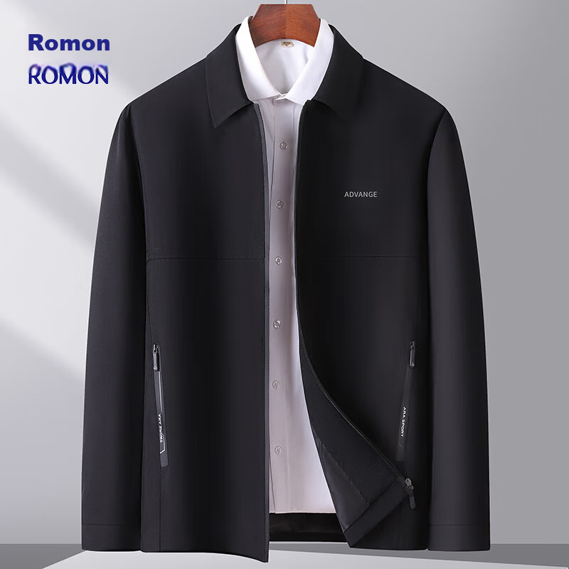 ROMON Men's Jacket, Spring And Autumn Business Casual Lapel Coat, Trendy Cadre Executive Jacket, Men's Clothing MK73 Black XL 7