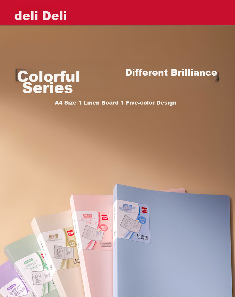 Deli A4/40-Page Morandi Color Document Folder, File Folder for Certificates And Awards Collection, Prenatal Checkup Report Organizer, Sheet Music Folder, Random Color, Deli Office Supplies 1