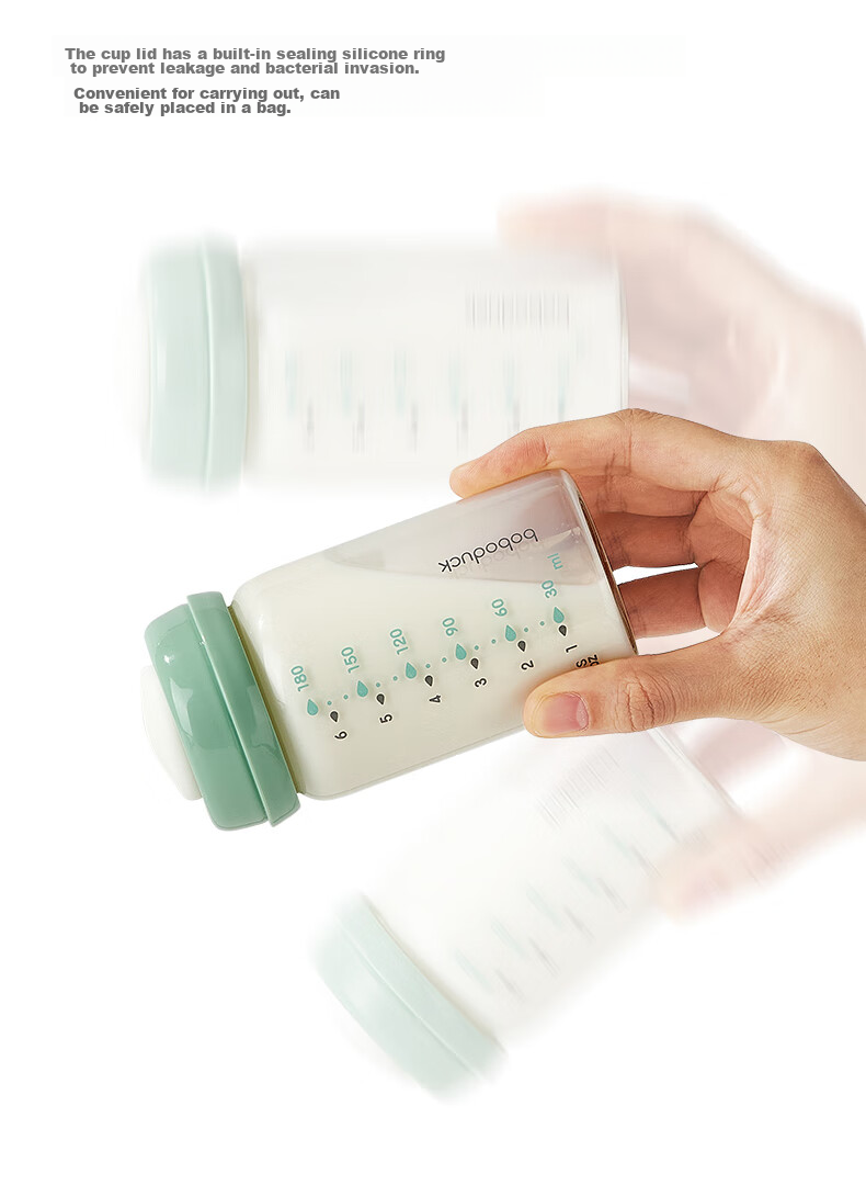 Boboduck Glass Breast Milk Storage Bottle, Wide Neck 180ml, 9310 8