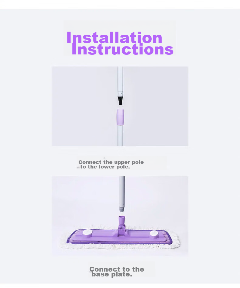 MIAOJIE Flat Mop, 44cm Handle Length, 129cm Total, 1 Cloth, Ultra-Fine Fiber, Household All-In Lazy Mop 7