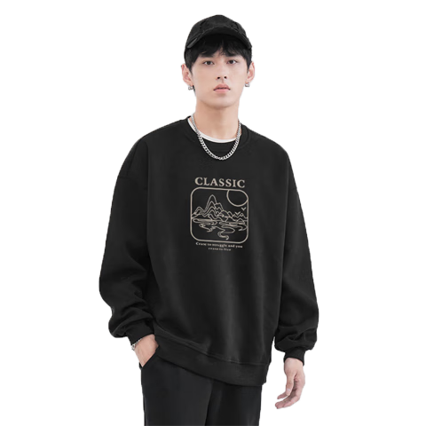 Huili Sweatshirt for Men, Round Neck Long Sleeve T-Shirt, Casual Pullover Undershirt, Versatile Outerwear for Spring And Autumn, Men's Clothing