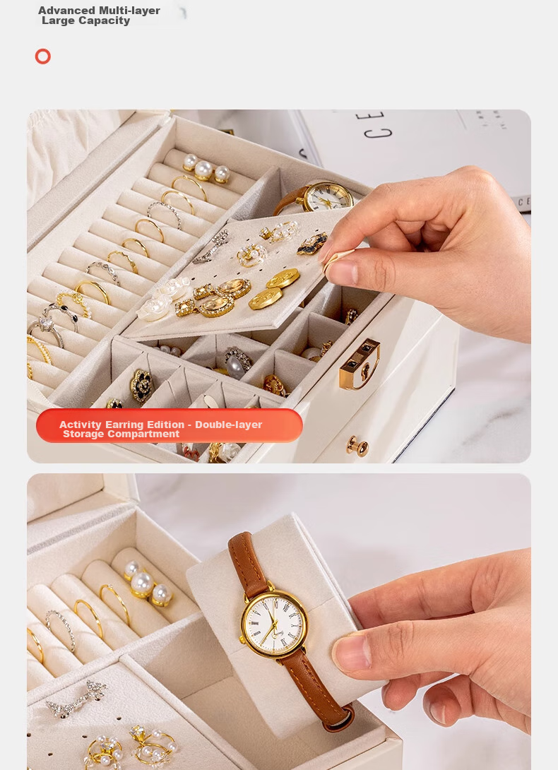 Bahainiao Jewelry Storage Box with Lock, High-End Exquisite Multi-Layer Jewelry Organizer for Gold Earrings, Necklaces And Bracelets, Qixi Valentine's Day Gift 5
