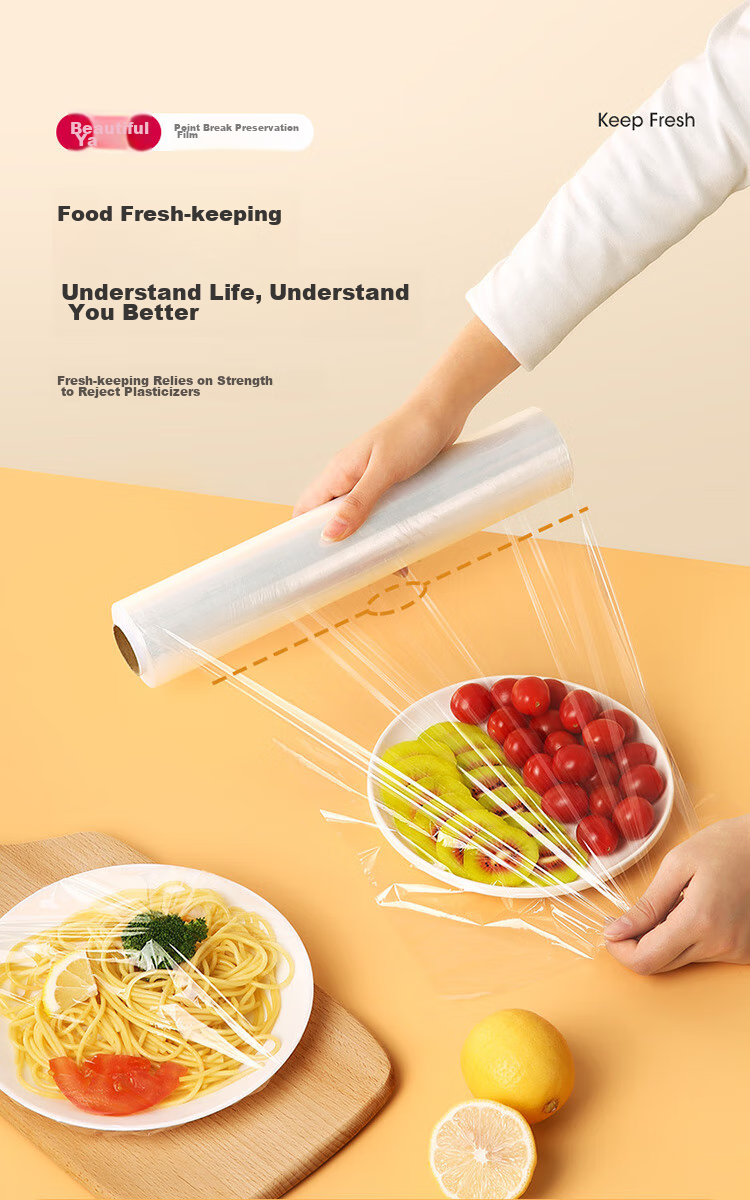 MARYYA Food-Grade Disposable Cling Film, Small Size, Perforated for Home Use, Heat-Resistant, Microwave-Safe, 20cm X 150m 1