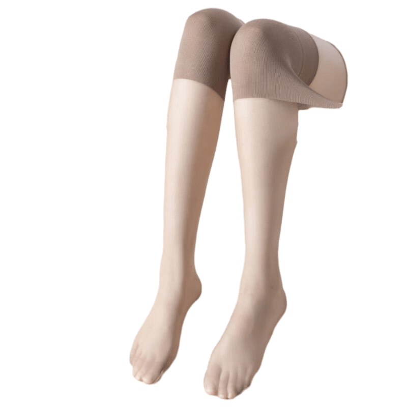 LangSha Knee-High Stockings for Women, Mid-Length Cold Legs Knee Protection Summer Thin Long Socks, Skin Color 1 Black 1 Coffee 1