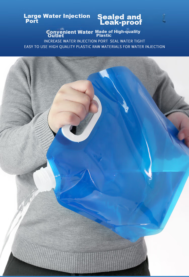 Bailingbaili Outdoor Water Storage Bag, Portable Folding Handheld Large Capacity Water Bag for Self-Driving Camping, Travel Water Carrying Bucket, 10L Blue 3