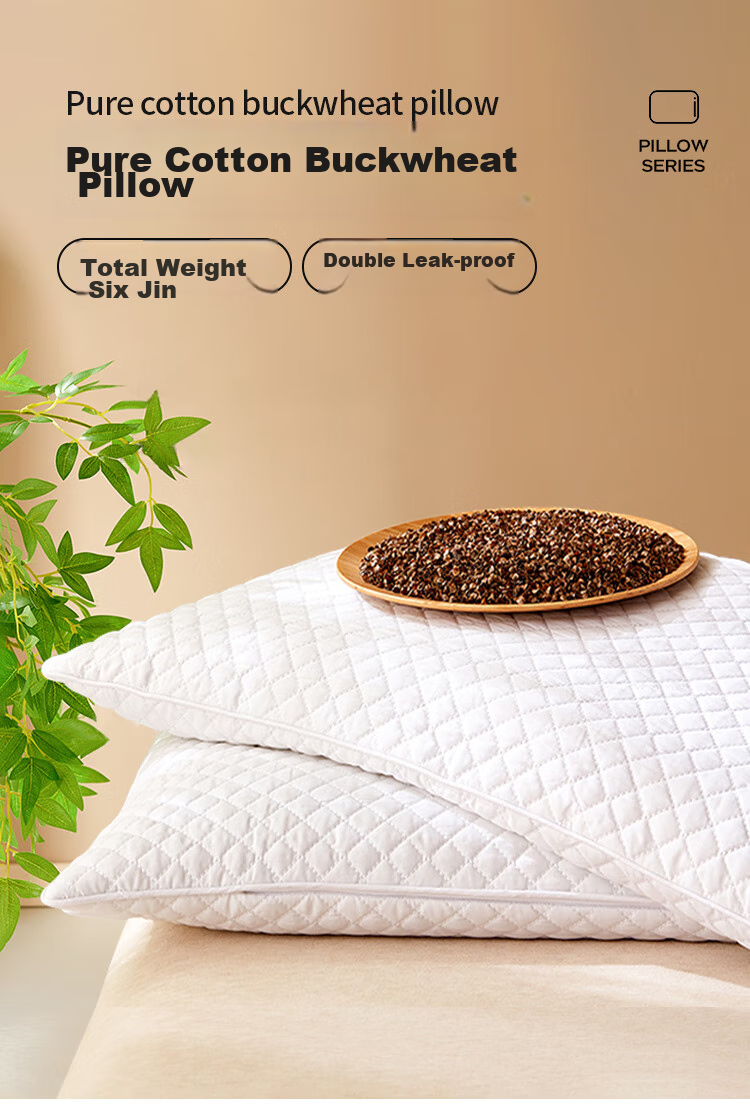 YALU & FREEDOM Pure Cotton Buckwheat Pillow, 100% All Buckwheat Hull Pillow Core, Adjustable Height, Cervical Spine Protection, Gray 1