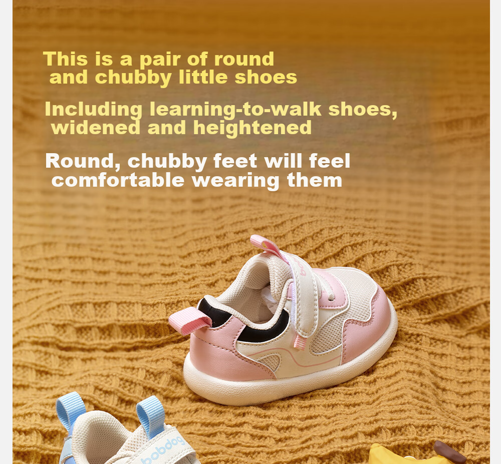 BOBDOG Toddler Shoes for Boys And Girls, Spring Non-Slip Functional Shoes, Infant And Child Shoes for Learning to Walk, Shell Pink, Size 23 1