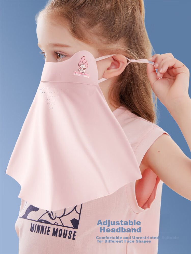 Hello Kitty Children's Sun Protection Mask, Summer Thin Style, UV-Resistant, Girls' Neck Guard Face Cover, Ice Silk Face Mask, KZ022 Purple 4