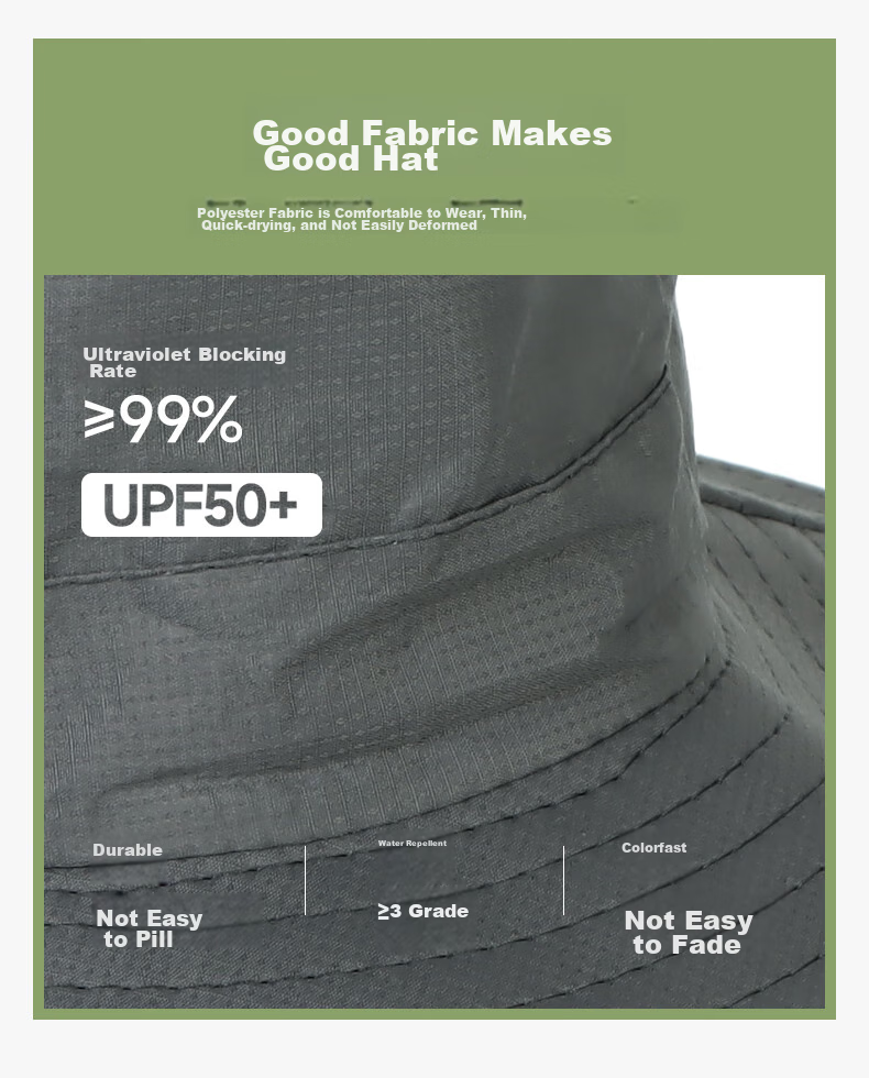 BJ Fisherman Hat Sun Protection Hat Outdoor Hiking Cap for Men And Women, Large Head Circumference Wide Brim Sun Hat Khaki Color 3