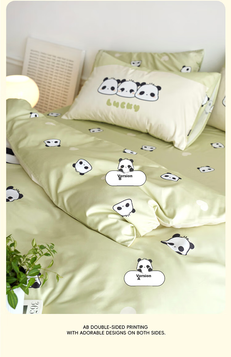 Dohia Cotton Bedding Set for Home, Three-Piece Student Dormitory Single Bed Pure Cotton Bed Sheet And Duvet Cover Set for 1.2m Bed 152*218cm 11