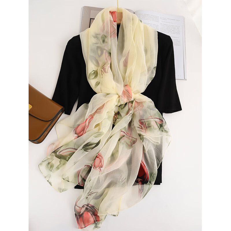 Hangsifu Silk Scarf for Women, Summer Gift Box, Shawl, Outer Wrap, Practical Birthday Present for Mom Or Wife, Mid-Autumn Festival Gift