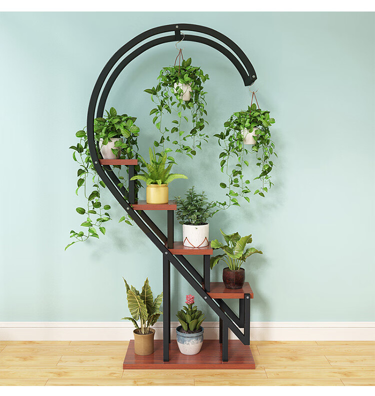 花架 客厅花架子花盆多层室内阳台家用铁艺心形装饰绿萝吊