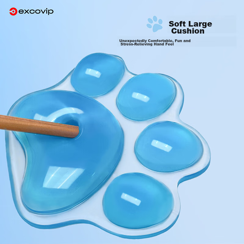 EXCO Cat Paw Wrist Rest Mouse Pad, Silicone Wrist Cushion, Crystal Jelly Small Wrist Support, Cute Cartoon Palm Rest, Soft Office Mouse Hand Rest for Men And Women, Sky Blue 81650 5