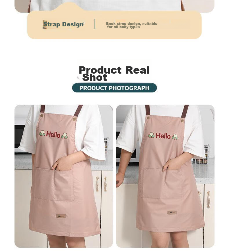 Guangduola Waterproof Apron, Kitchen Oil-Proof, Home Cooking, Sleeveless Workwear, Unisex for Men And Women, Household Cleaning, Pink 6