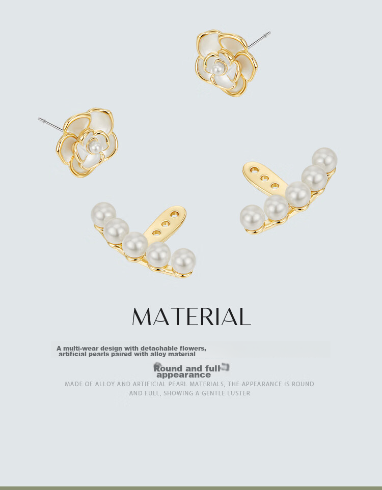 AJIDOU Women's Camellia Series Pearl Floral Stud Earrings, Elegant Versatile Gift for Girlfriend, Wife, Mid-Autumn Festival 12