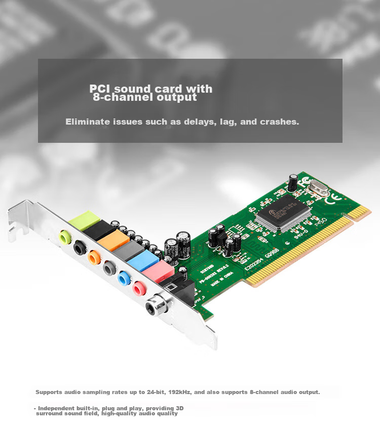 MOGE Desktop PCI 7.1 Channel Surround Sound Card, MIC Output High-Definition Audio-Video Gaming Sound Card, Not for Live Streaming, MC1207 1