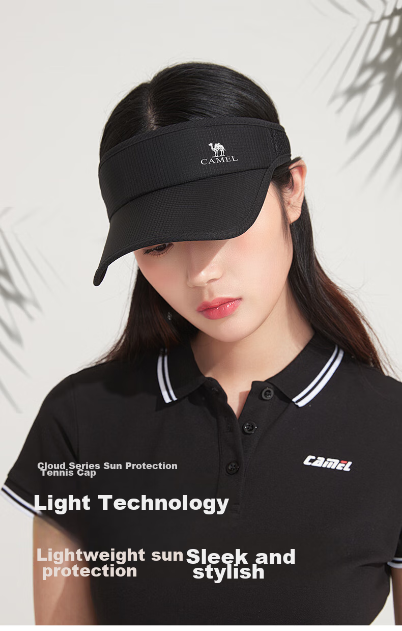 CAMEL Outdoor Sun Protection Hat, Visor Cap for Women, Lightweight Running Sports Hat, Korean Style Versatile Sun Visor Cap, Trendy 1