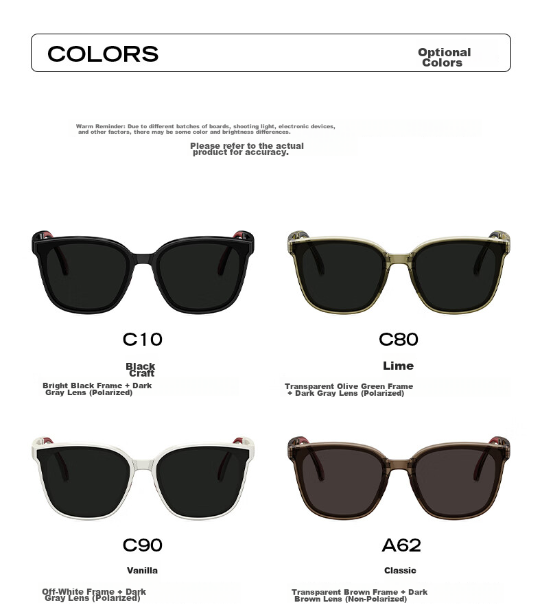 BOLON Foldable Sunglasses, Driving UV Protection Sunglasses for Men And Women, Trendy CK5001A62 10