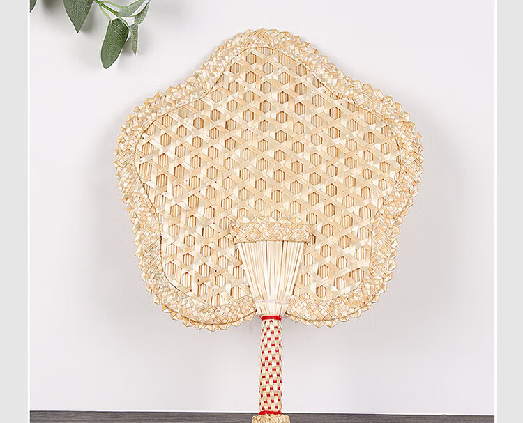 Extreme Space Handmade Woven Vintage Large Palm Fan Summer Fan Men's Banana Leaf Round Fan Women's Straw Woven Chinese Style Fan 8