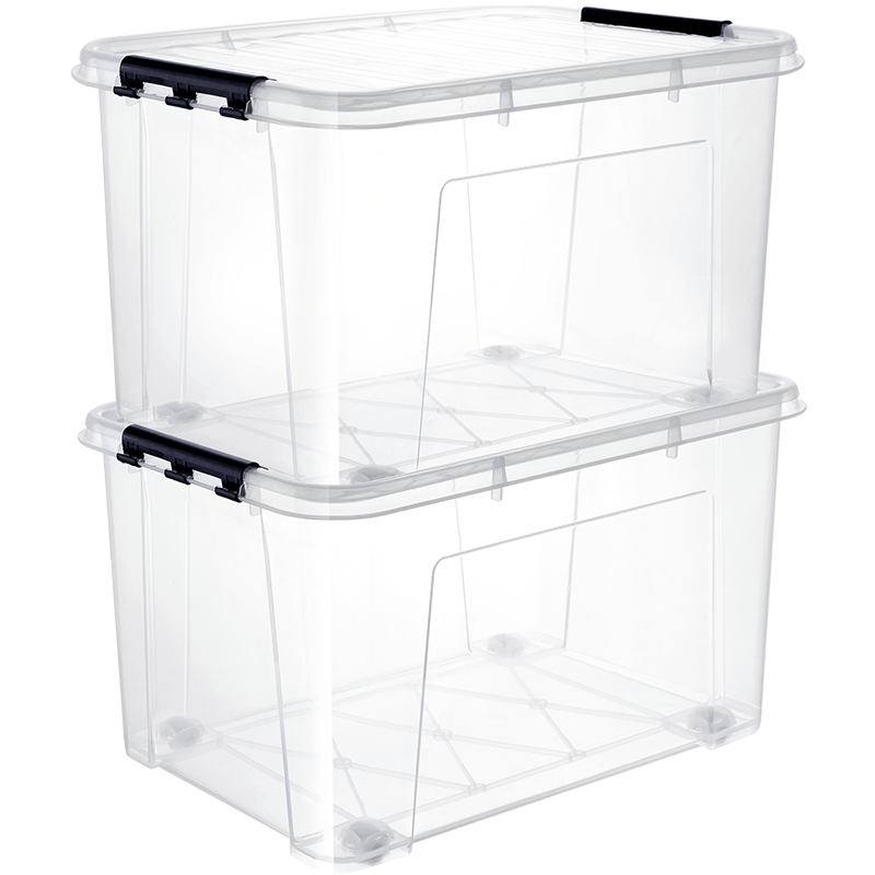 JEKO&JEKO Transparent Clothing Storage Box, Extra Large Toy Organizer Box, Moving Box, Packing Box, Quilt Storage Box, 100L Capacity, Set of 2