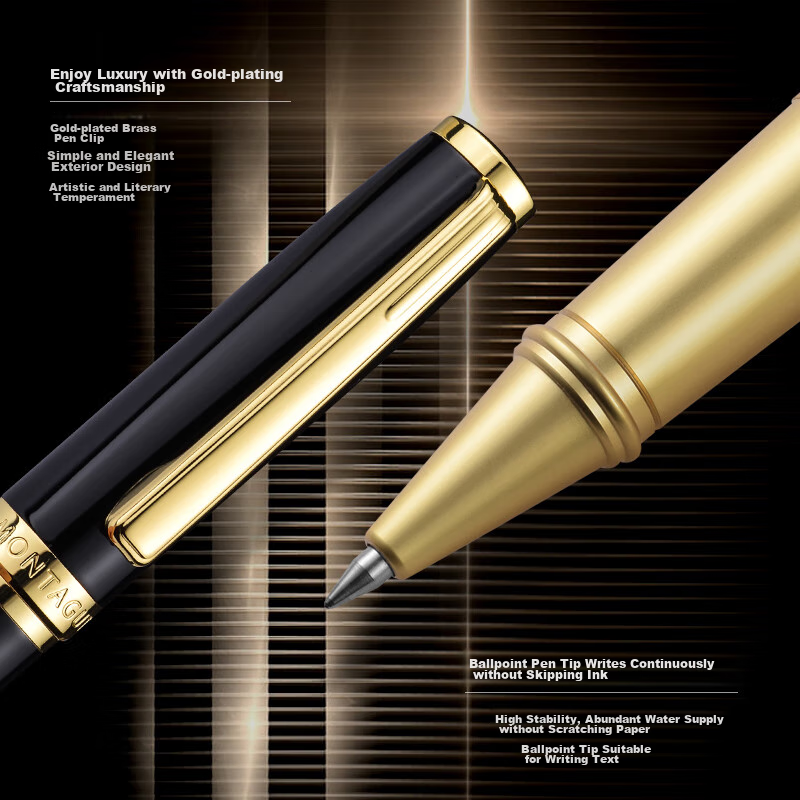 MONTAGUT Ballpoint Pen, Business Signature Pen for Men And Women, High-End Office Practical Pen, Commemorative Gift Pen, Lijie Series Black Liya