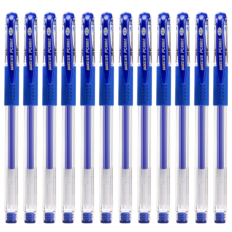 BAOKE PC880E 0.7mm Bullet Tip Gel Pen, Office Writing Pen, Signing Pen, Blue, 12 Pens/box