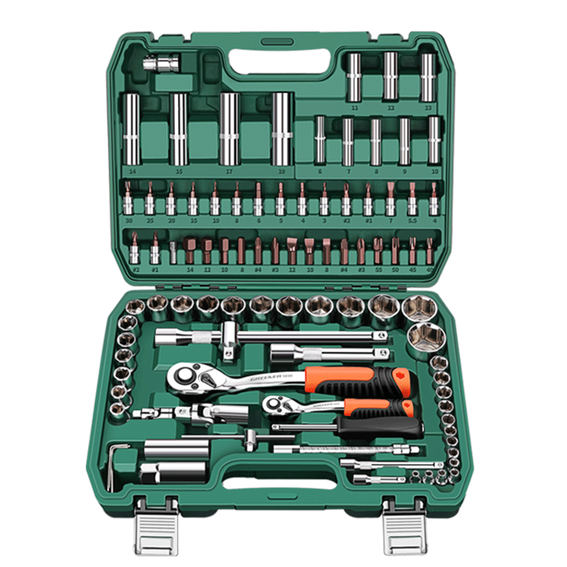 GREENER 95-Piece Auto Repair Tool Set, Home Kit with Socket Wrenches, Ratchet Wrenches, Small Flying Set, Motorcycle Repair Toolbox