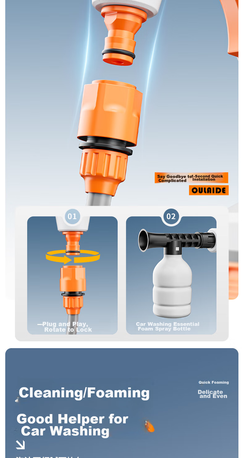 Oulaide Portable Wireless High-Pressure Car Wash Machine, Lithium Battery-Powered Car Washing Gun, Car Cleaning Tool for Home Use 18