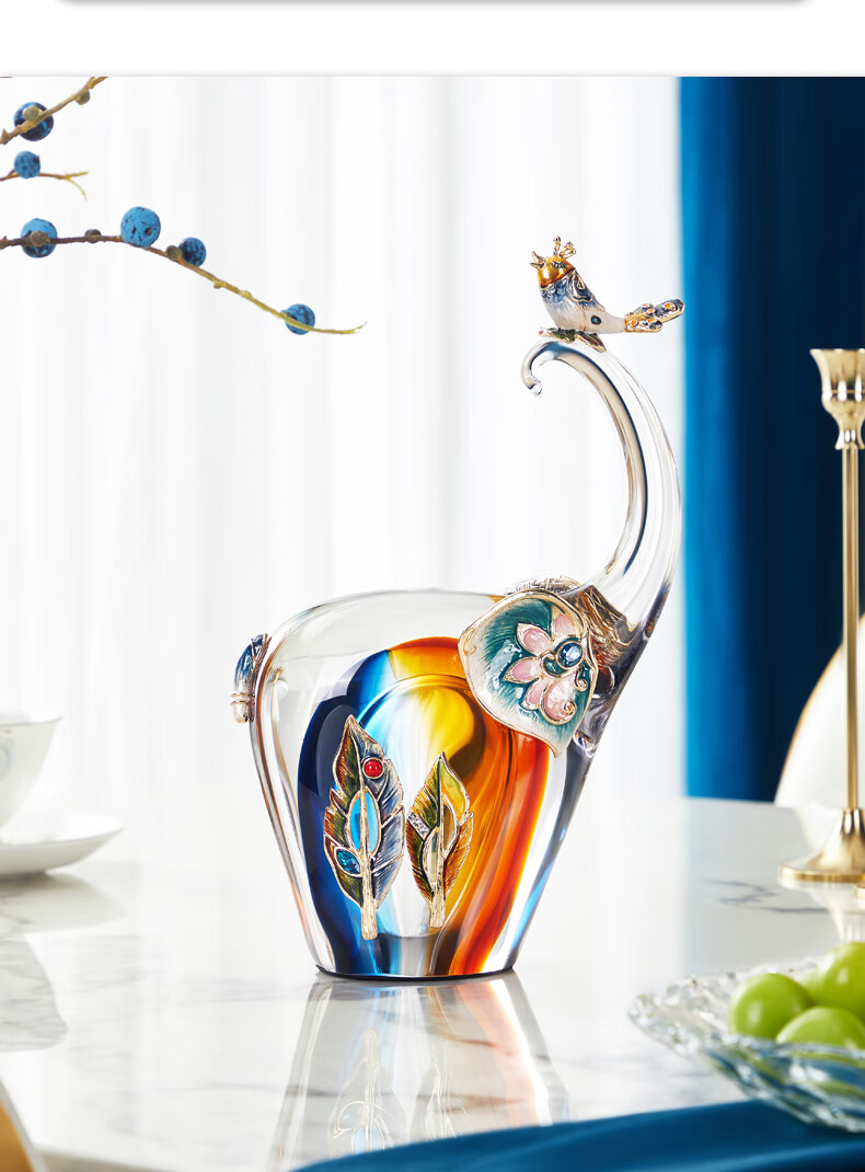 Nuoshiman High-End Enamel Colorful Elephant Figurines, Pair of Decorative Ornaments for Living Room, Entryway, TV Cabinet, Wedding And Housewarming Gifts 11