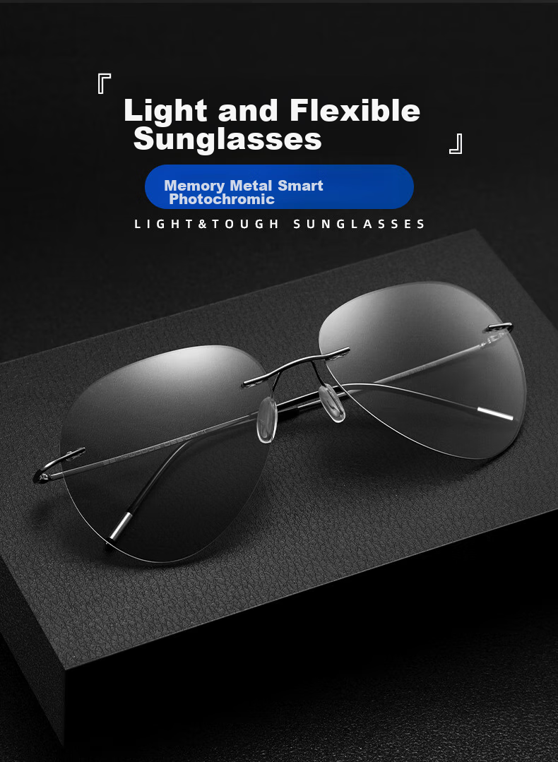 CAPONI Frameless Photochromic Polarized Sunglasses for Men And Women, Night Vision Glasses, Day And Night Use Sunglasses for Driving, Fishing And Driving 1