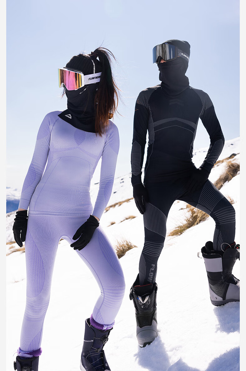 Flow Theory Ski Quick-Dry Clothing Set, Outdoor Snow Protection Thermal Underwear, Hiking Sports Style Autumn Top And Pants, Black Gold, M 4