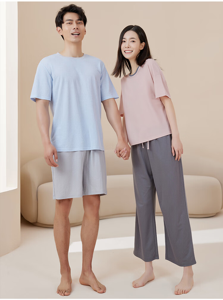Yiershuang [Cooling] Women's Loungewear Set, Short-Sleeve Top And Long Pants, Comfortable Loose Pajamas for Wome 27