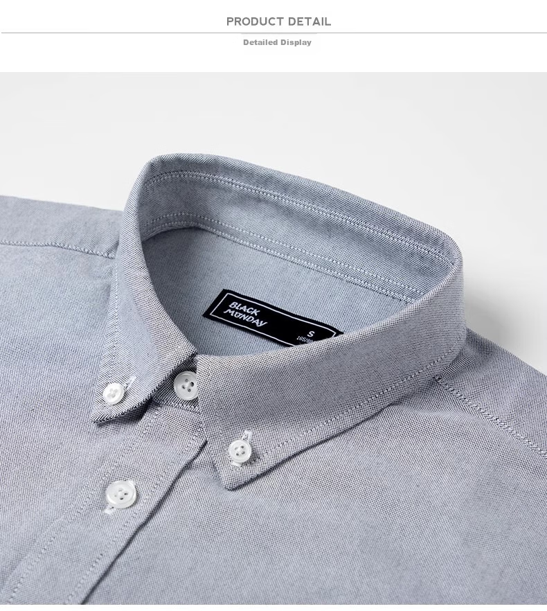 BLACKMONDAY Men's Pure Cotton Long-Sleeve Shirt, Spring And Autumn Solid Color Business Casual Basic Wrinkle-Resistant No-Iron Dress Shirt 12