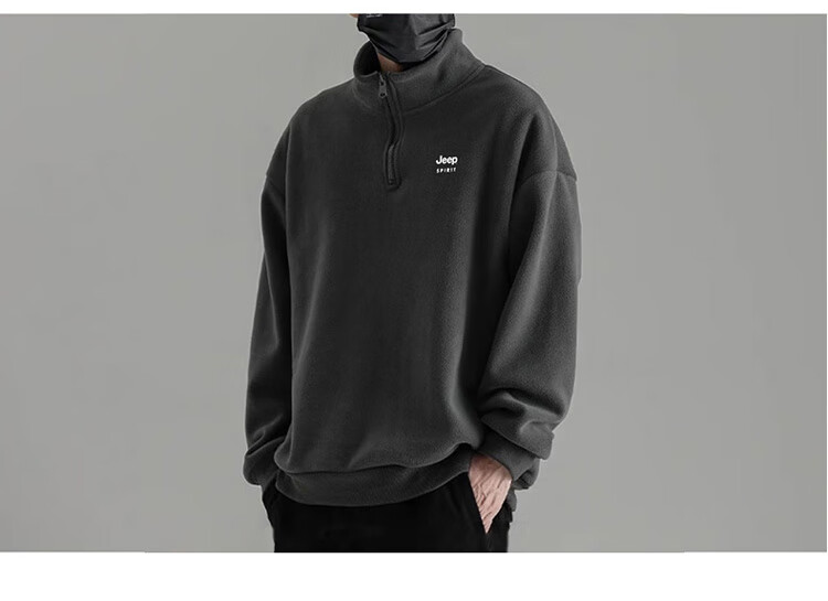 JEEP SPIRIT Men's Autumn Winter Sweatshirt Long Sleeve T-Shirt Loose Casual Fleece Trendy Base Shirt 11
