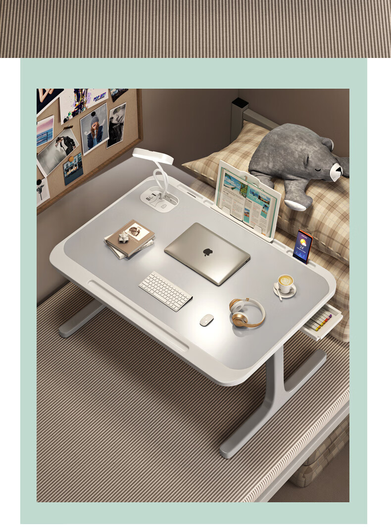 XIAOJIANGCAI Multifunctional Small Table Bedside Desk Computer Desk Bedside Study Table Folding Table T-Shaped Legs Thickened And Reinforced 8