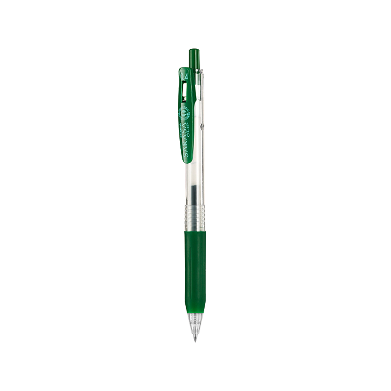 ZEBRA 0.4mm Bullet Tip Retractable Gel Pen, Colorful Student Notebook Signing Pen, Study Marking Coloring Journal Pen, JJS15 Deep Emerald Green, Single Pe