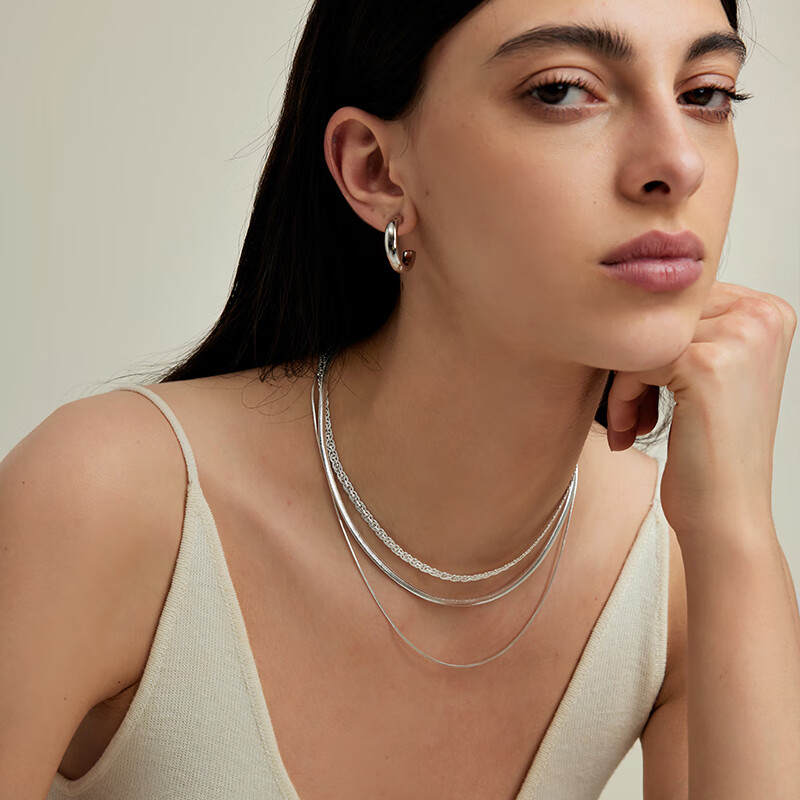 Arsis Free-Style Double Layer Snake Bone Chain Necklace Fashion Necklace Gift for Girlfriend's Birthday, Gold Double Layer Snake Bone Chai