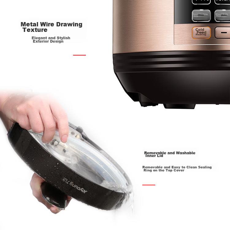 Joyoung Electric Pressure Cooker for 1-6 People, Programmable Smart High-Pressure Cooker, Home Use 6L Dual Inner Pot Rice Cooker Y-60C81 32