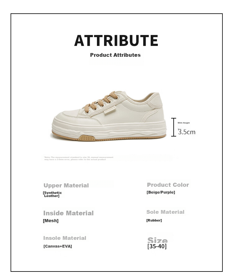 ZHR White Sneakers for Women, Trendy And Versatile Casual Shoes, Low-Top Round Toe Thick-Soled Comfortable Women's Shoes AT128 Beige 37 5