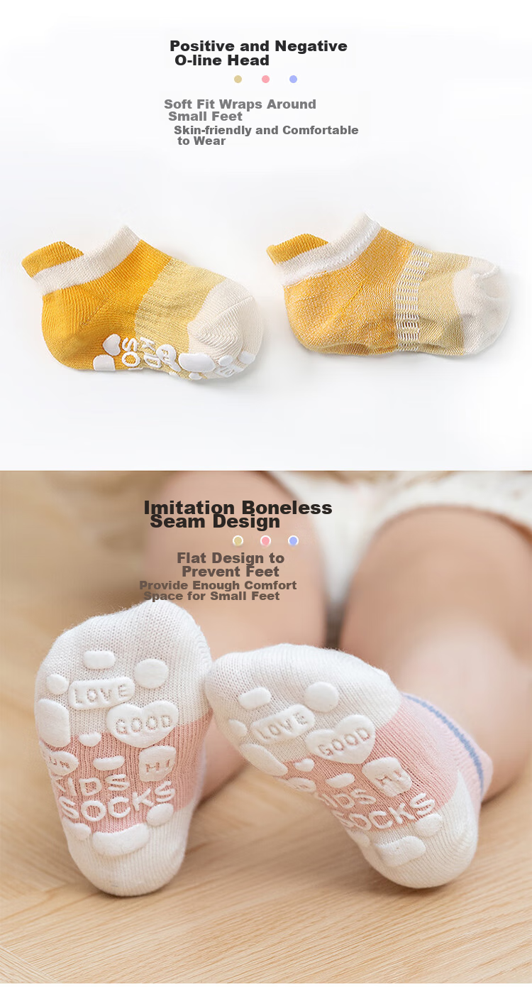 9I9 Baby Floor Socks for Autumn And Winter, Class A Toddler Socks with Non-Slip Rubber Soles, Infant Socks, 5 Pairs, Size 1-3 Years Old 9