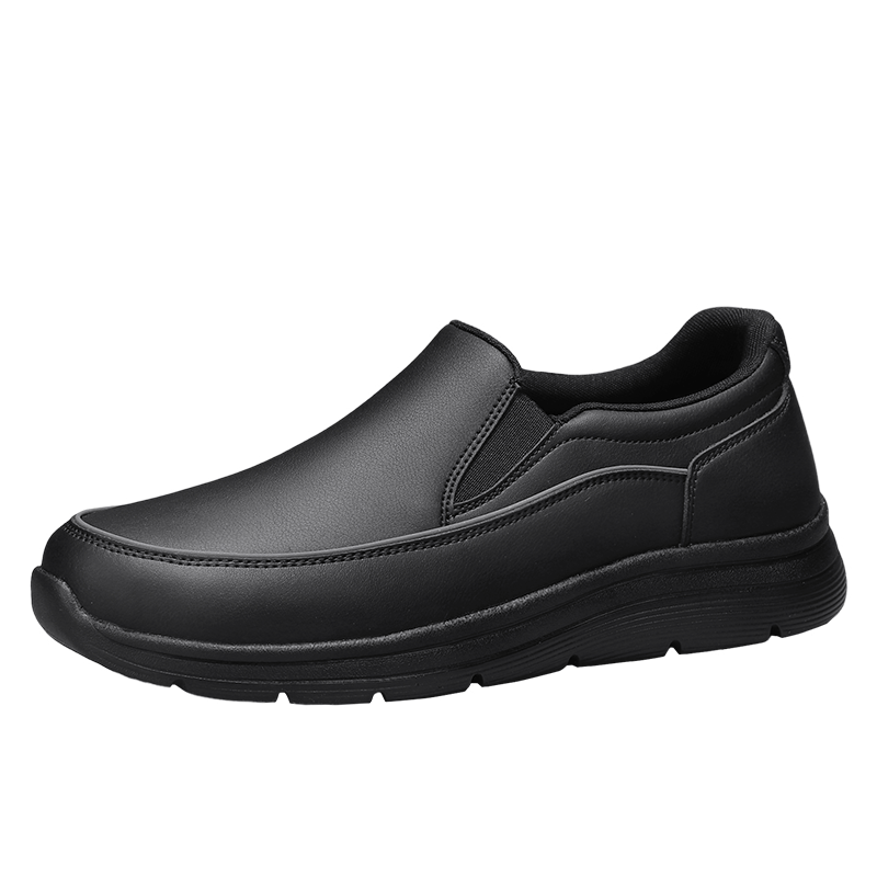 Zulijian Elderly Shoes, Mid-Autumn Festival Gift for Dad, Men's Slip-On Soft-Soled Casual Leather Shoes, 6116K Black, Size 41