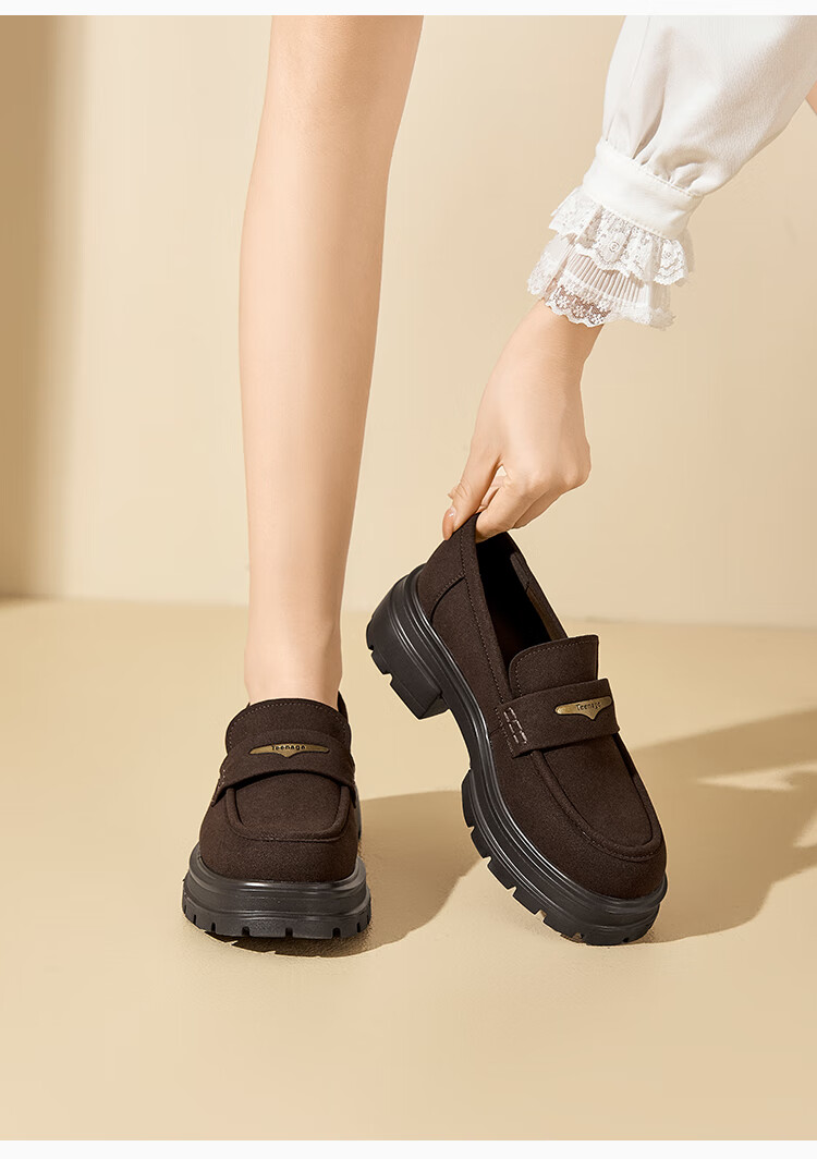 Dusto Thick-Soled Loafers for Women, 2026 New Spring Collection, British Style Versatile Black Leather Shoes, Commuter Flats 7