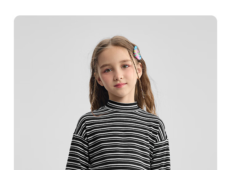 DISNEY Children's Clothing, Boys And Girls Half-Turtleneck Striped Long-Sleeve Top Undershirt, Spring 2025 DB442DE04 Black 120 25
