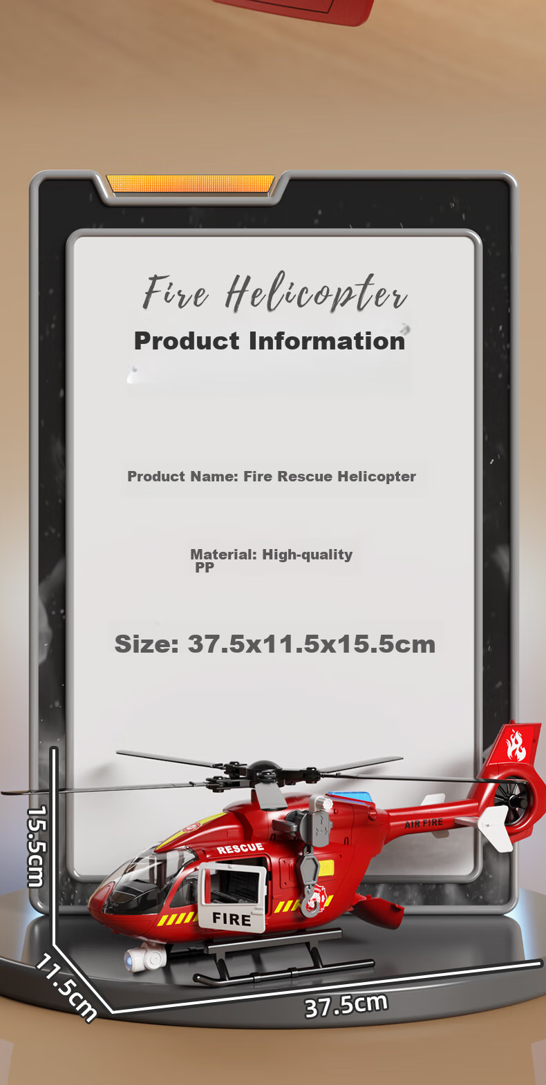 XST Large Children's Toy Helicopter, Inertia Simulation Passenger Aircraft Model, Boys' Fire Rescue Helicopter, Birthday Gift 9