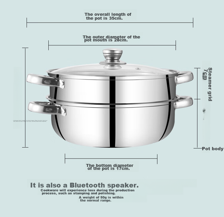 KEGOO Stainless Steel 30cm Double-Layer Steamer Hot Pot Soup Pot with Steaming Basket Compatible with Gas Stove and Induction Cooker KG593 2