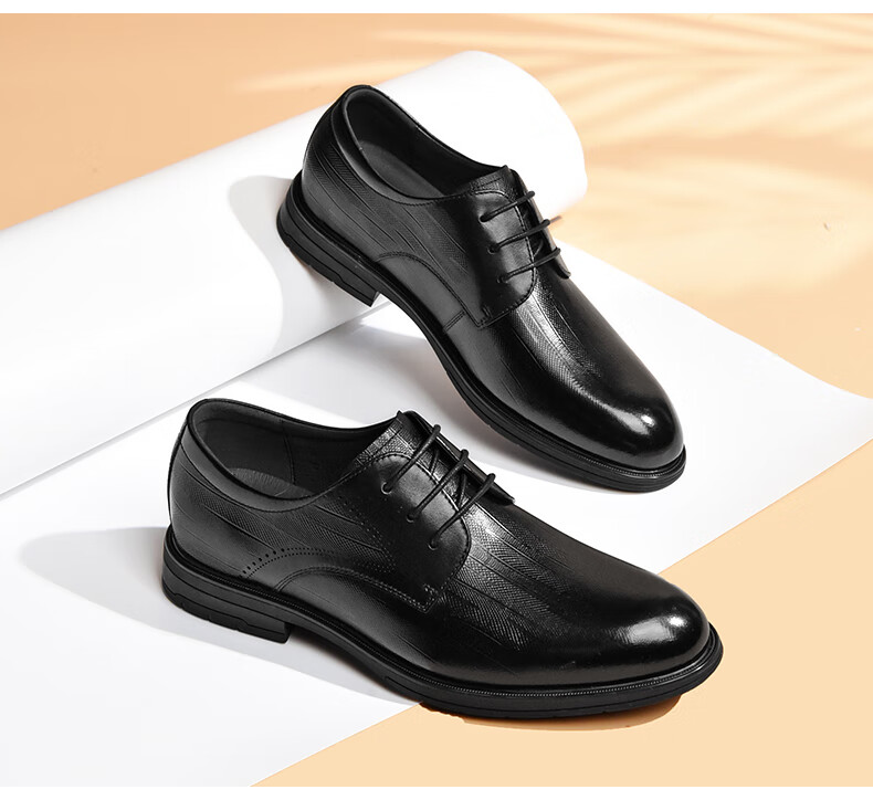 HLA Men's Leather Shoes, Business Formal Wear, Comfortable Wedding Groom Derby Shoes HAAPXM2FBA242, Black, Size 40 13