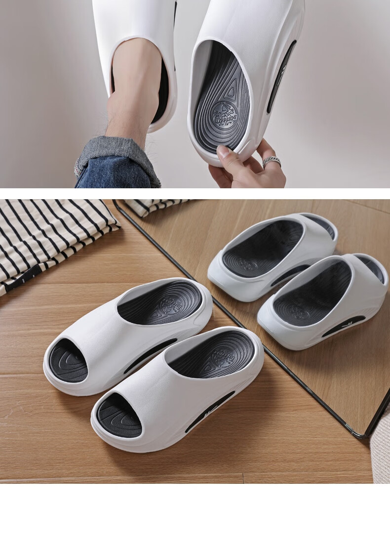 Huili Men's Slippers, Summer Outdoor Non-Slip Quick-Drying Beach Shoes, Home Sports Sandals, HL02251 White And Black, Size 40-41 15